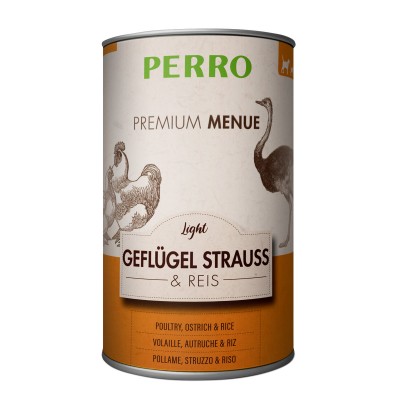 PERRO Premium Menu Light Volaille, Autruche et Riz